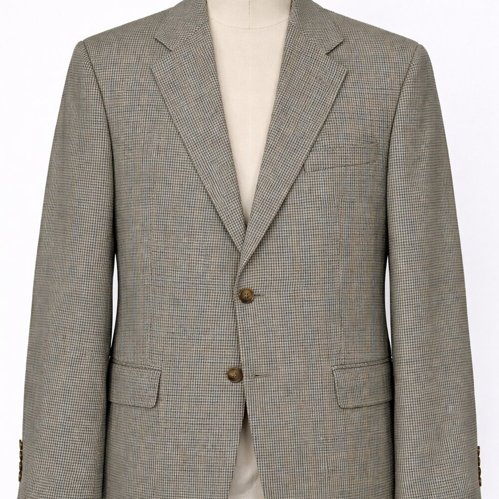 VTG Ralph Lauren Men's Brown Houndstooth Blazer Sport Coat Pure Wool 44L NICE!